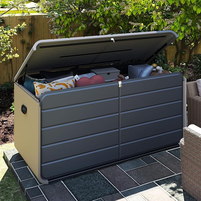 Domi 260 Gallon Resin Deck Box, Waterproof & UV-Resistant Outdoor Large Storage by domioutdoorliving
