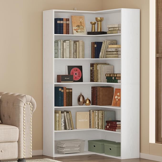 ANCTOR Corner Bookshelf, 6 Tiers Corner Bookcases by ANCTOR