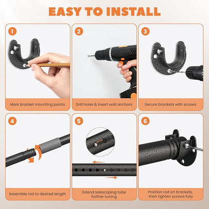 Heavy Duty Closet Rod 17-84 Inches, Adjustable, 1.1 Inches Diameter, Suitable - Image 8