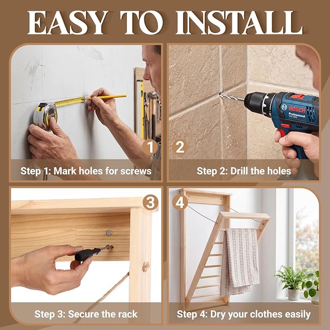 Novabright 1 Pcs Wall Mounted Drying Rack - Image 3