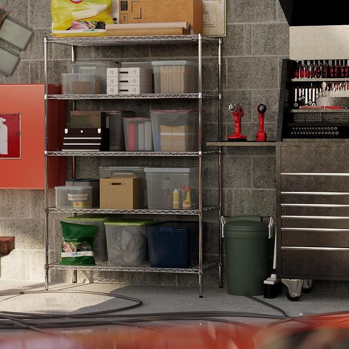 24" Deep x 48" Wide x 74" Height Wire Shelving Kit | 5-Tier | NSF Commercial - Image 2