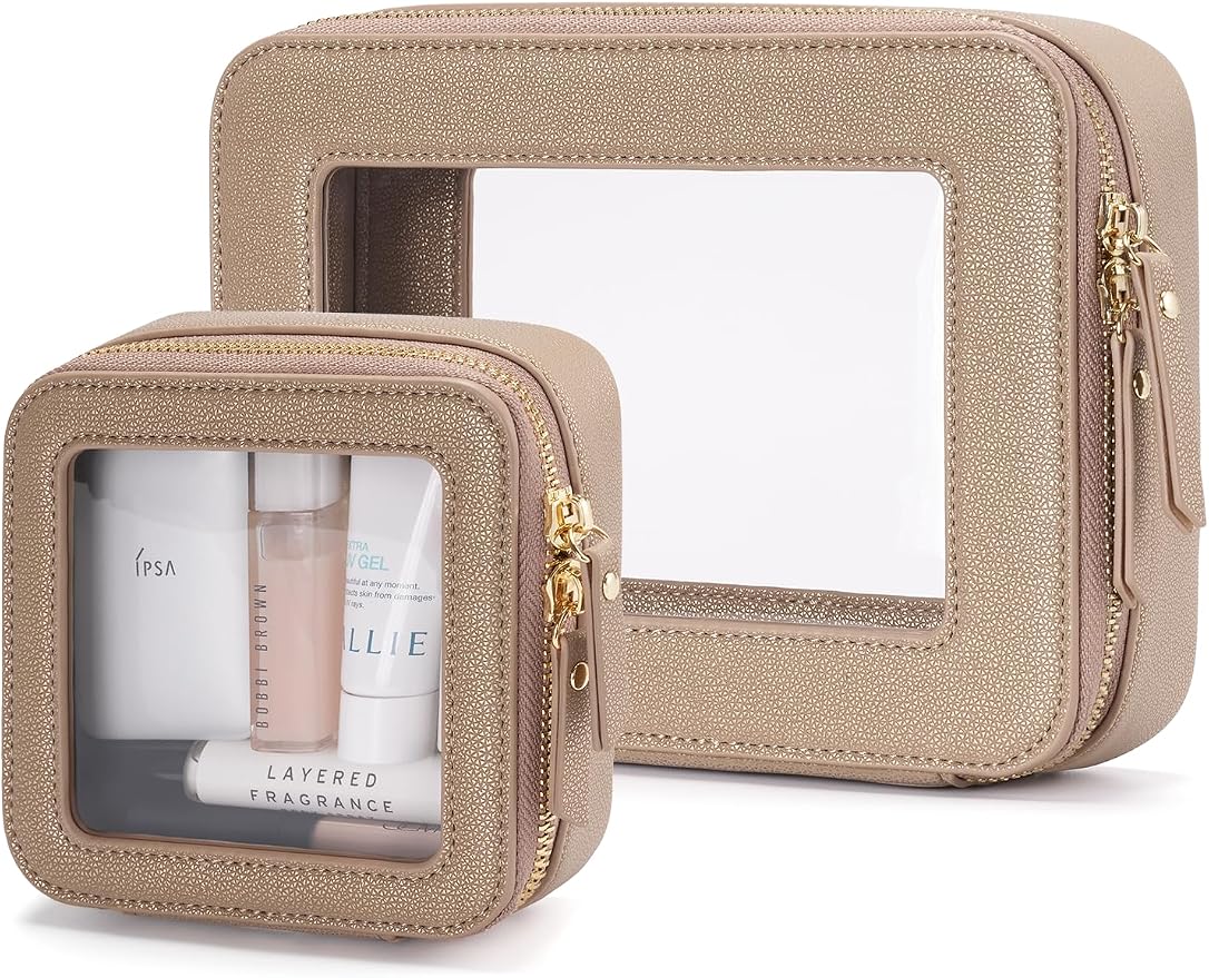 Popvibe Clear Makeup Bag Travel Cosmetic Case Transparent Toiletry Bag by POPVIBE