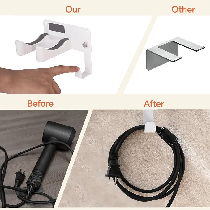 Dyson Hair Dryer Holder, Blow Dryer Holder Self Adhesive Hair Dryer Holder Wall - Image 5