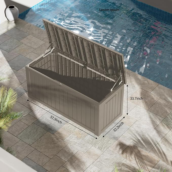 270 Gallon Outdoor Storage Box Waterproof Lockable Resin Deck Box Large - Image 2