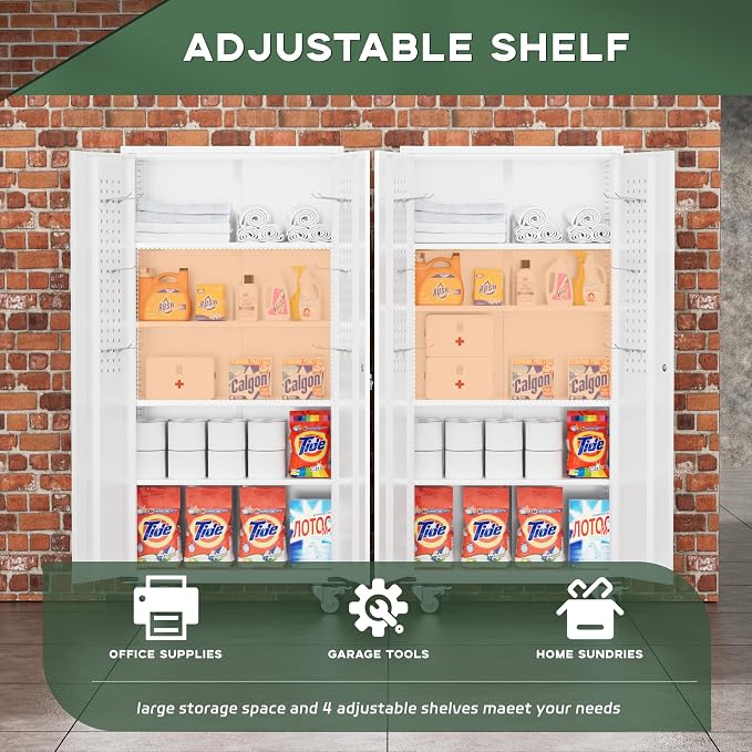 Greenvelly White Metal Storage Cabinet - Image 3