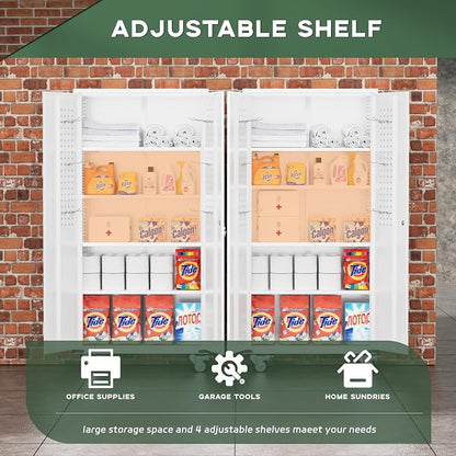 Greenvelly White Metal Storage Cabinet - Image 3