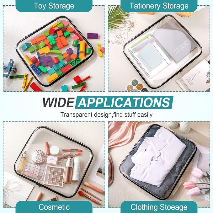 Sanwuta 6 Pcs Clear Hard Zipper Case Hard Plastic Zipper Pouches Transparent - Image 8