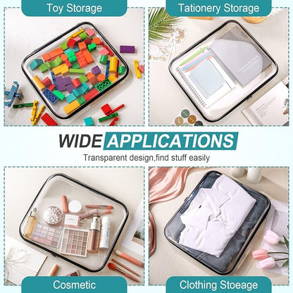 Sanwuta 6 Pcs Clear Hard Zipper Case Hard Plastic Zipper Pouches Transparent - Image 8