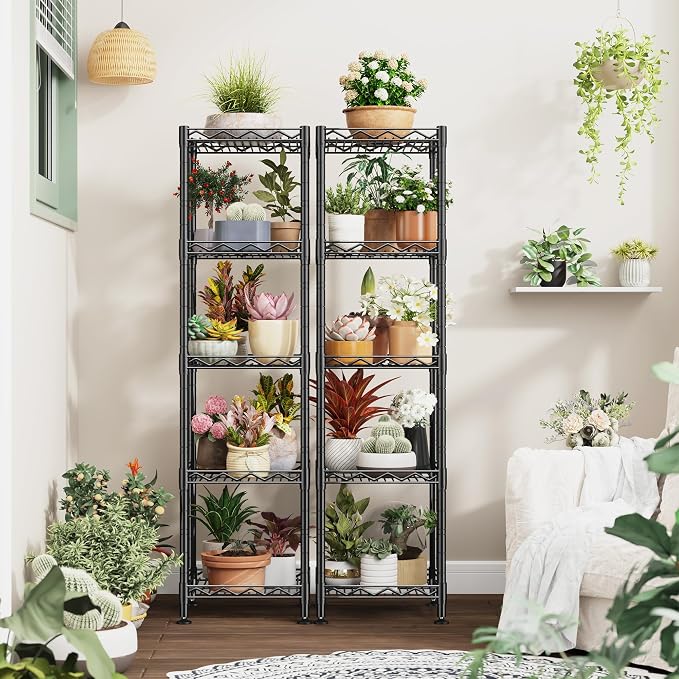 5 Tier Metal Shelving Unit Wire Shelves Storage Rack:Adjustable Storage Shelves - Image 8