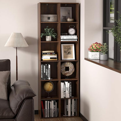 6 Cube Storage Organizer, Narrow Open Shelf Bookcase, Freestanding 6 Tier Low - Image 7