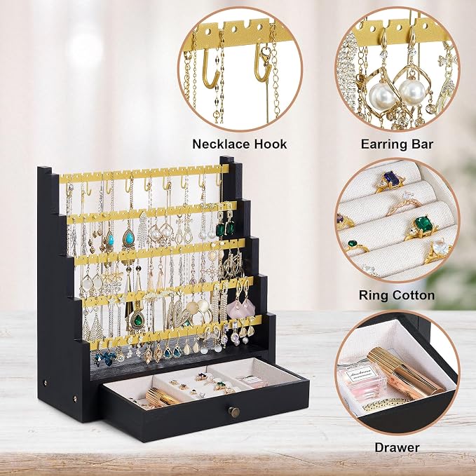 Pinzoveco Earring Organizer, 5 Layer Earring Holder Organizer - Image 6