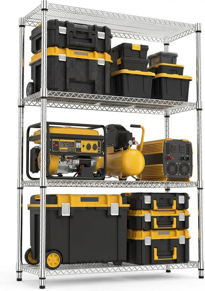 M MZG 4 Tiers Storage Shelves Load 2640 LBS, Metal Shelving Wire Metal Shelving by MEIGAOPLASTICANDMETALHKCOLIMITED