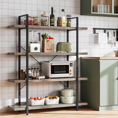 Heavy Duty 4-Tier Industrial Bookcase, 120lbs Shelf Capacity, Rustic Shelving - Image 6