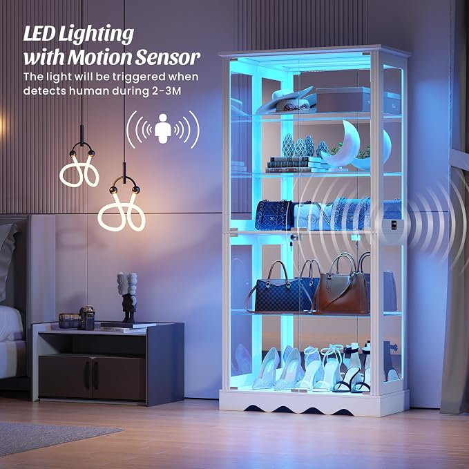 Glass Display Cabinet with RGB Light, 5-Tier Curio Cabinet - Image 4