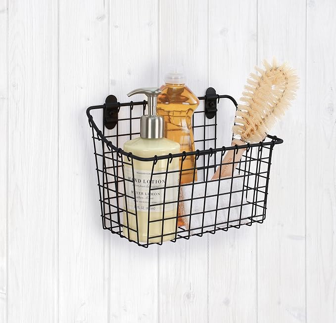 Spectrum Large Wall Mounted Wire Basket Matte Black Kitchen Wall Mount - Image 2