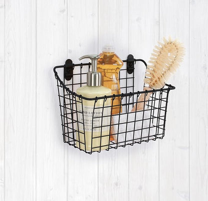 Spectrum Large Wall Mounted Wire Basket Matte Black Kitchen Wall Mount - Image 2