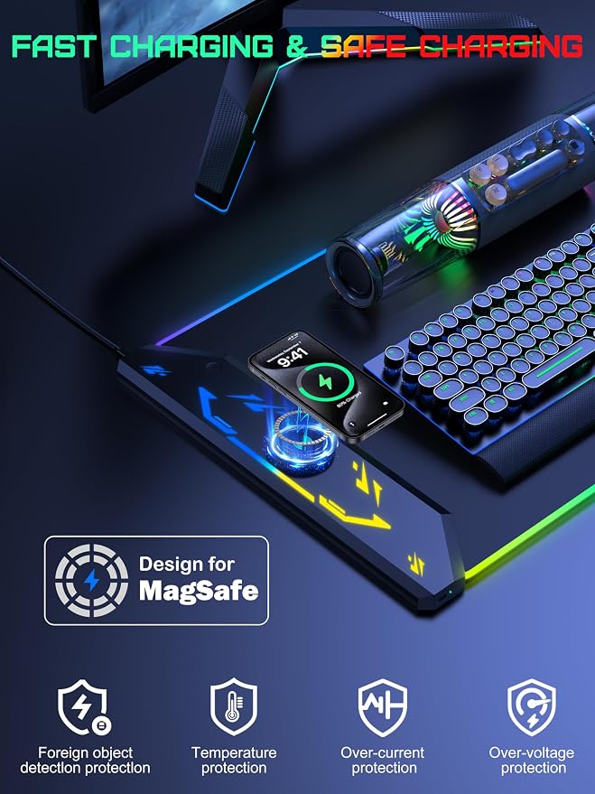 TopMade Wireless Charging Mouse Pad, RGB Gaming Mousepad, 35.4" x 15.8" Extra - Image 2