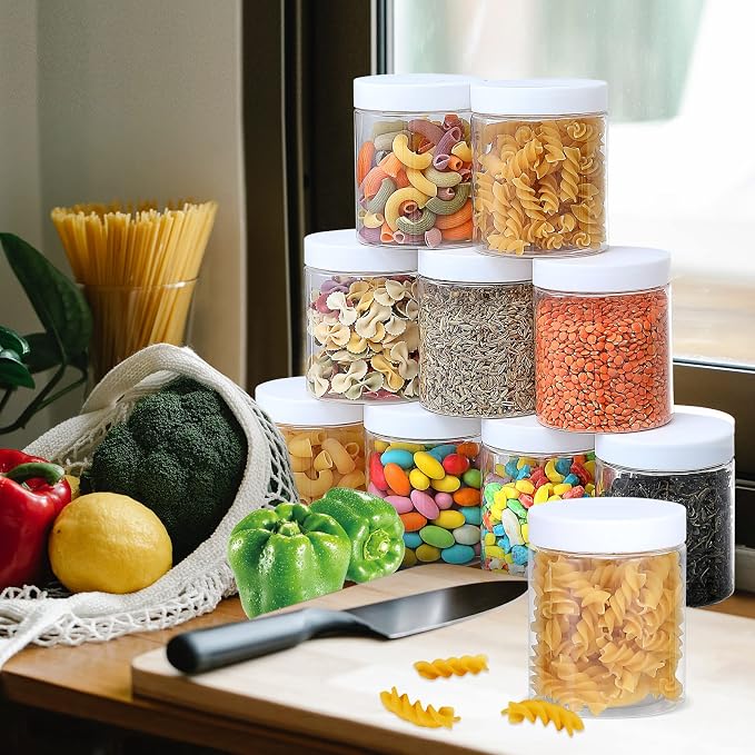 36PCS 8OZ Plastic Jars with Screw On Lids, Labels Refillable Empty Round Slime - Image 3