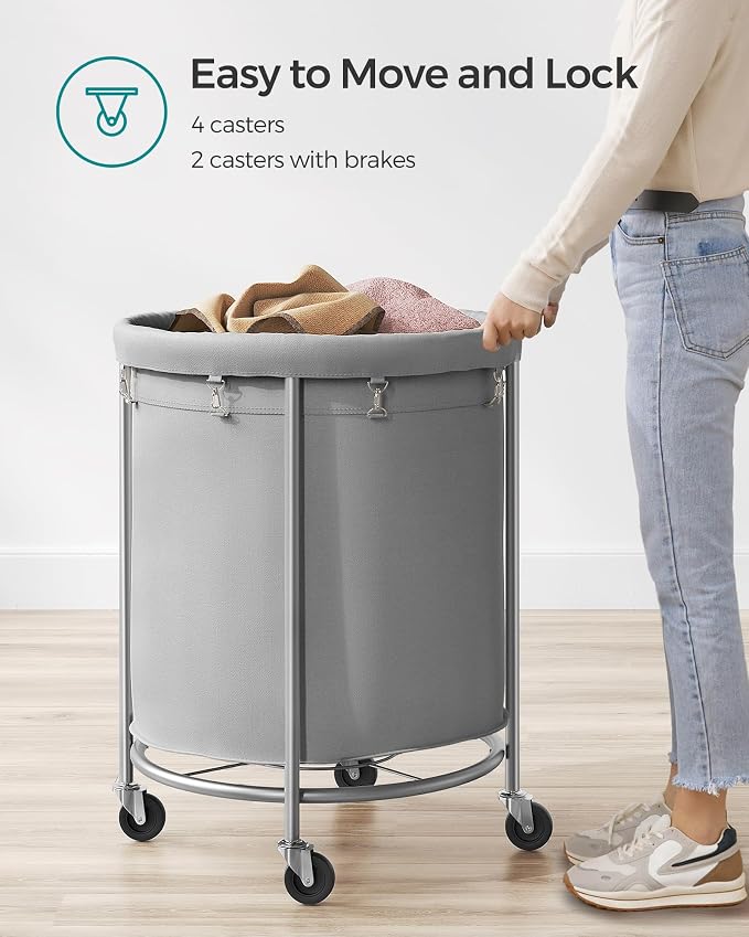 SONGMICS Laundry Basket, Rolling Steel Frame - Image 8