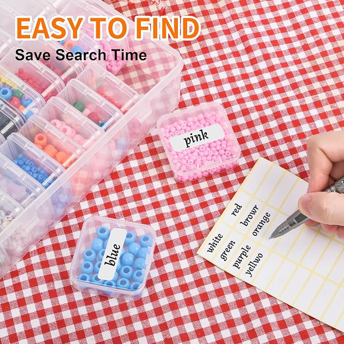 Bead Organizer Box, Craft Storage Box Features Hinged Lid and Labels, Mini Boxes - Image 4