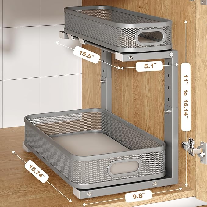 2 Pack 15.7IN-Depth Under Sink Organizer - Image 2