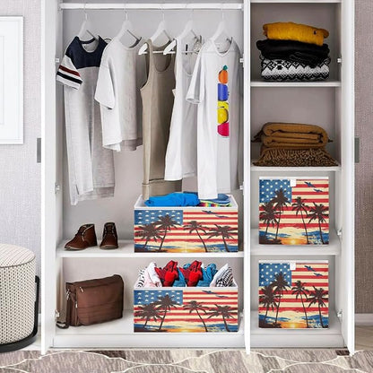 American Flag Coconut Tree Closet Organizers Storage Cubes Storage Bins Shelf - Image 7