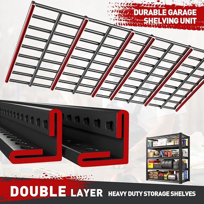 REIBII Garage Shelving 3000LBS, Heavy Duty Storage Shelves, Adjustable - Image 4