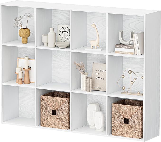 12 Cube Storage Organizer, Wooden Cube Shelves by JPIZISO