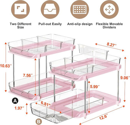 Delamu 2-Tier Multi-Purpose Bathroom Under Sink Organizers and Storage - Image 2