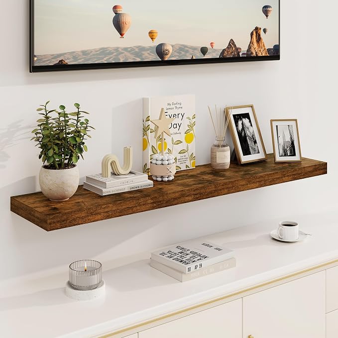Fun Memories Floating Shelves, 8 Inch Deep Floating Shelves, Rustic Wood - Image 2