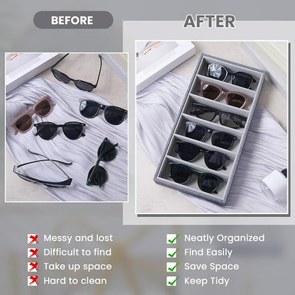 4 Pcs Velvet Sunglasses Organizer Tray 6 Grid Sunglass Organizer Velvet Tray - Image 5
