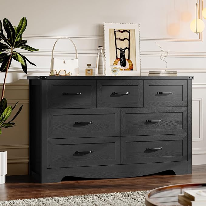 7-Drawer Dresser for Bedroom, Modern Wooden Chest of Drawers by BORNOON