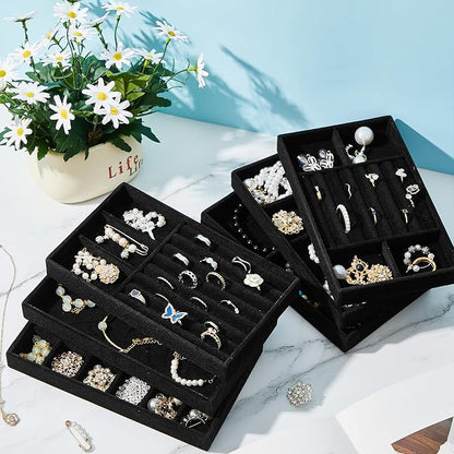 Junkin 18 Pcs Velvet Jewelry Tray, Stackable Jewelry Organizer Trays - Image 5