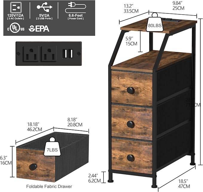 Tohomeor Narrow Dresser Tall Skinny Storage Tower Vertical Slim Chest of Drawers - Image 3