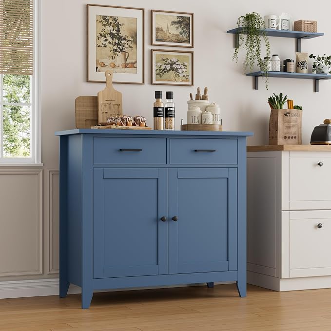 HORSTORS Farmhouse Kitchen Storage Cabinet, Small Buffet, Coffee Bar, 35.8"W - Image 2