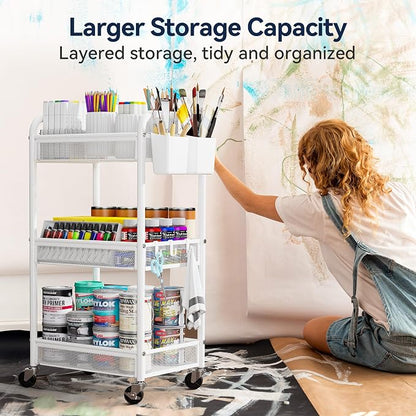 YASONIC 3 Tier Rolling Cart – Metal Utility Storage Carts - Image 2