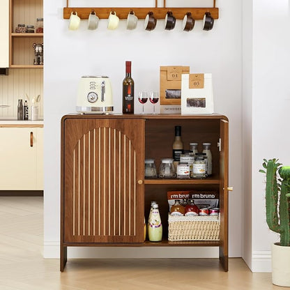 Sideboard Buffet Cabinet with Storage, Wood Arched Storage Cabinet with 2 Doors - Image 8