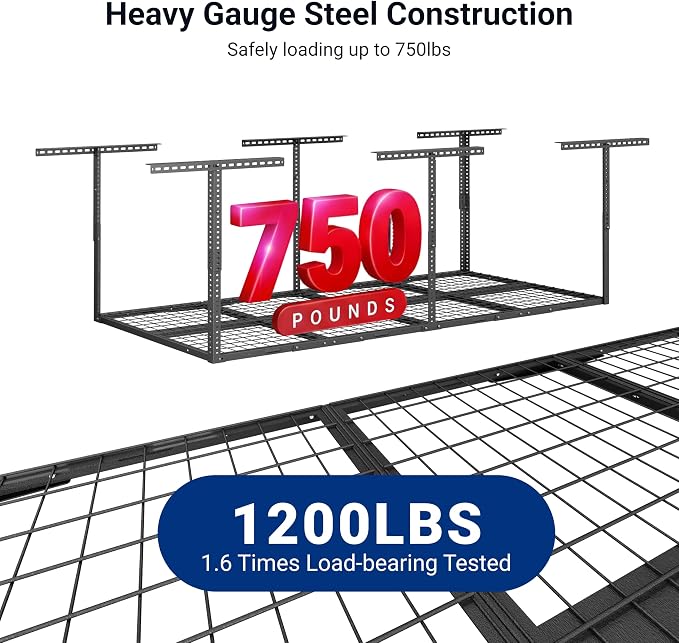 FLEXIMOUNTS 3x8 Overhead Garage Storage Rack, Adjustable Storage Organization - Image 5
