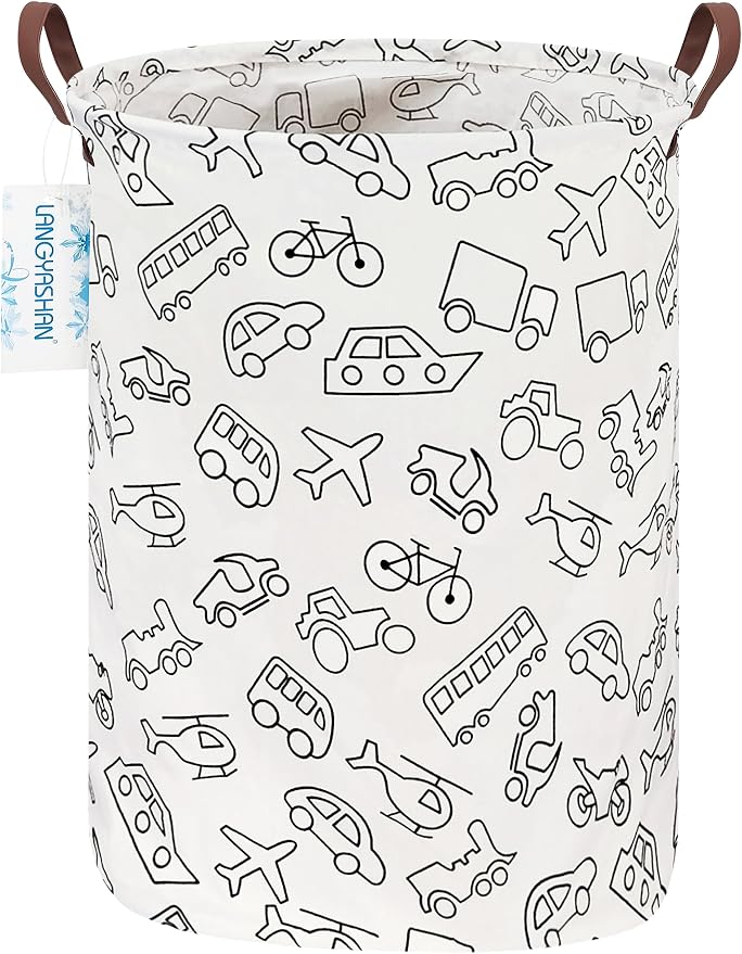 LANGYASHAN Laundry Basket Canvas Fabric Collapsible Organizer Basket by LANGYASHAN