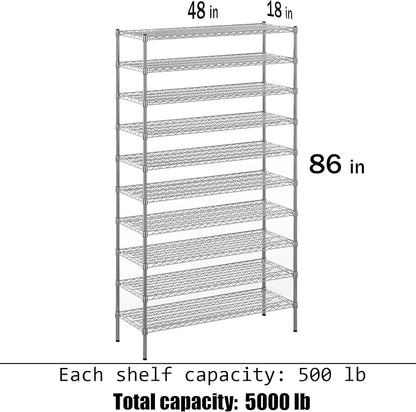 18" Deep x 48" Wide x 86" Height Wire Shelving Kit | 10-Tier | NSF Commercial - Image 3