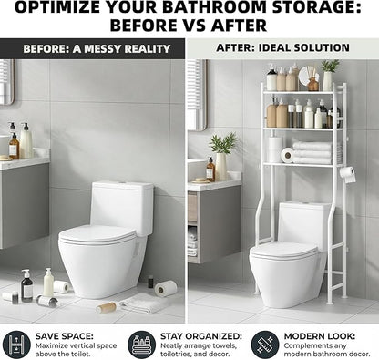 GloTika 3-Tier Over Toilet Storage, 150lb Capacity, Carbon Steel, Freestanding - Image 7