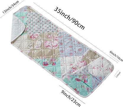 Brilliant Sunshine Blue and Green Rose Patchwork Couch Armrest 5 Pockets - Image 6