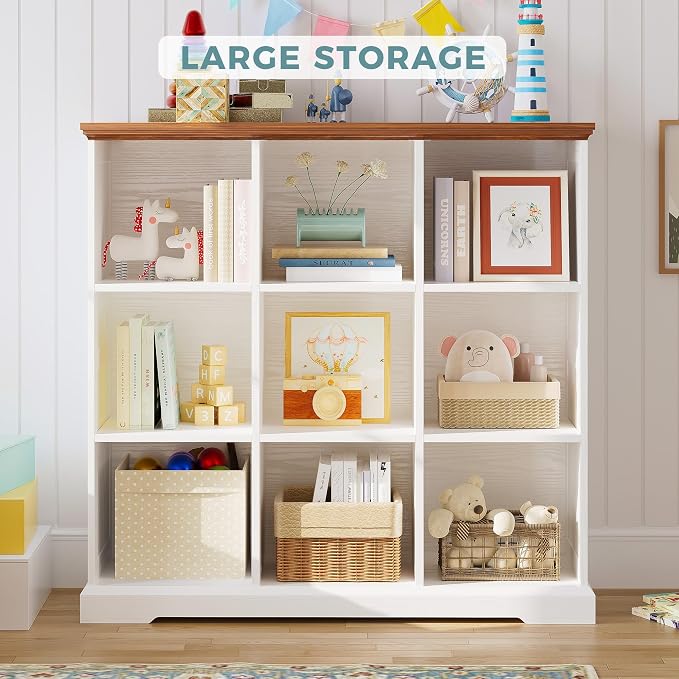 IRONCK 9 Cube Storage Organizer, Wooden Cube Shelf - Image 4