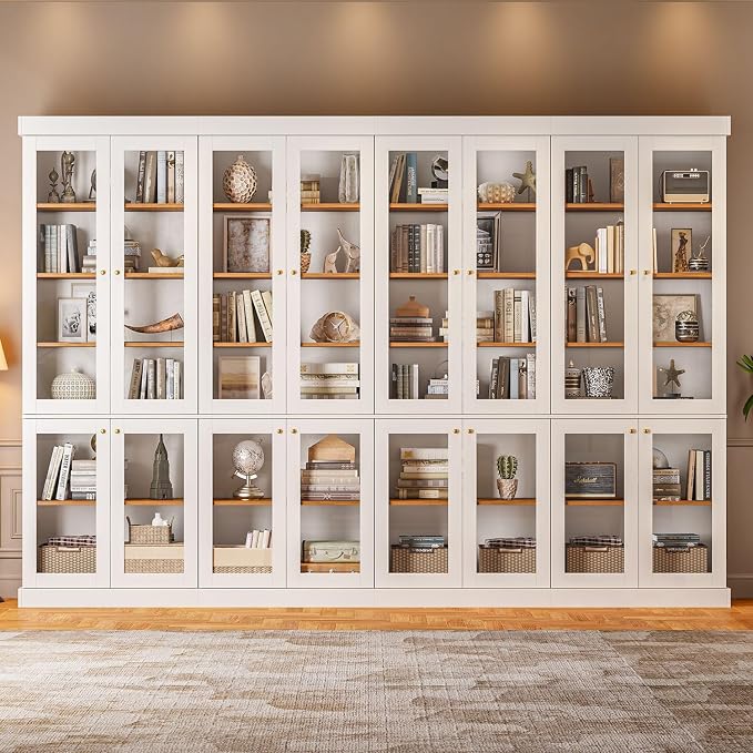 ivaniti 70.8" Bookshelf with Glass Doors, Farmhouse Modular Bookcase with by CraftedforLifesMoments