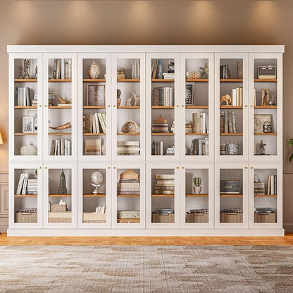 ivaniti 70.8" Bookshelf with Glass Doors, Farmhouse Modular Bookcase with by CraftedforLifesMoments