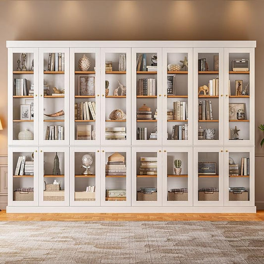 ivaniti 70.8" Bookshelf with Glass Doors, Farmhouse Modular Bookcase with by CraftedforLifesMoments