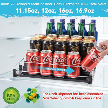 Drink Dispenser for Refrigerator, Self-Pushing Soda Can Organizer for Fridge - Image 2