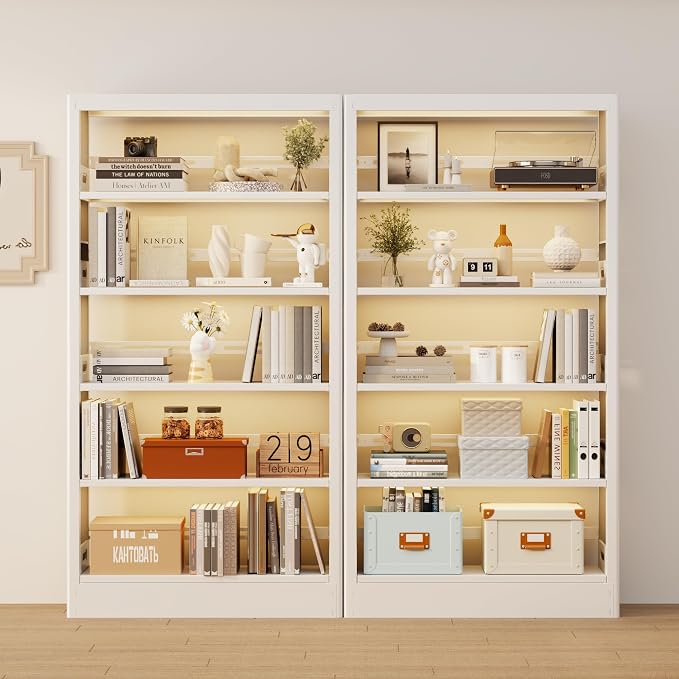 Heavy Duty Metal Bookshelf, 71” Tall 5-Tier Bookcase, Thickened 300LB Capacity - Image 2