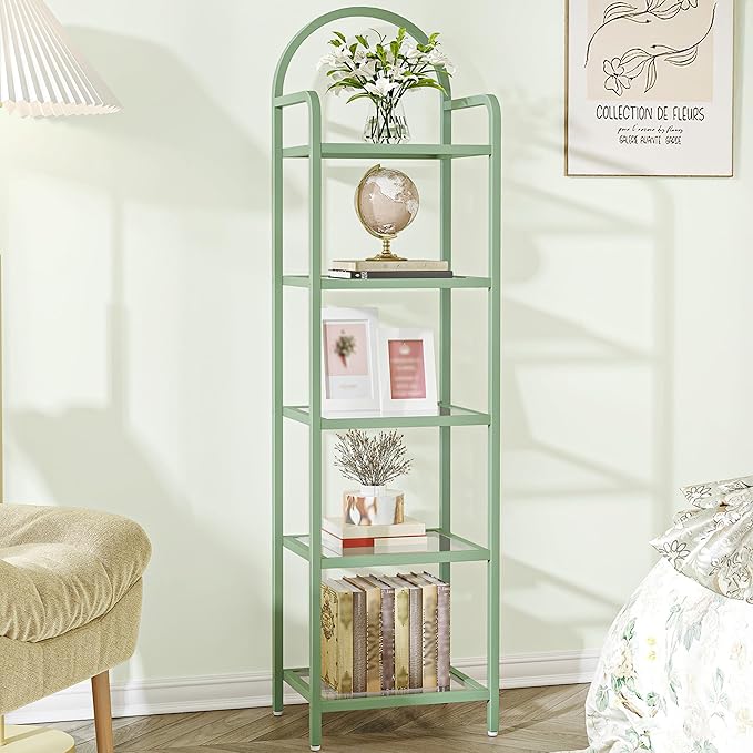 Hzuaneri Bookcase Bookshelf, Tempered Glass Bookshelves | Slim Shelving Unit by Hzuaneri
