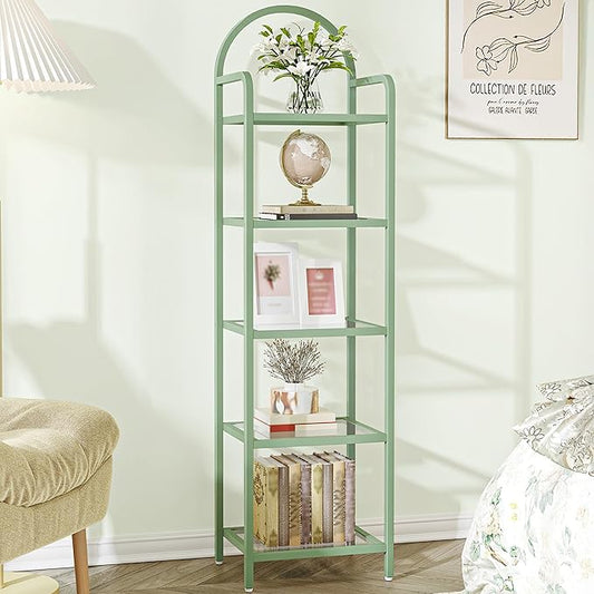 Hzuaneri Bookcase Bookshelf, Tempered Glass Bookshelves | Slim Shelving Unit by Hzuaneri
